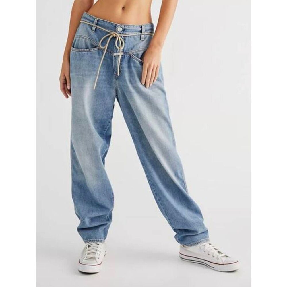 Closed Anni Tapered Leg High Rise Organic Cotton Jeans 32 Designer Luxury Casual